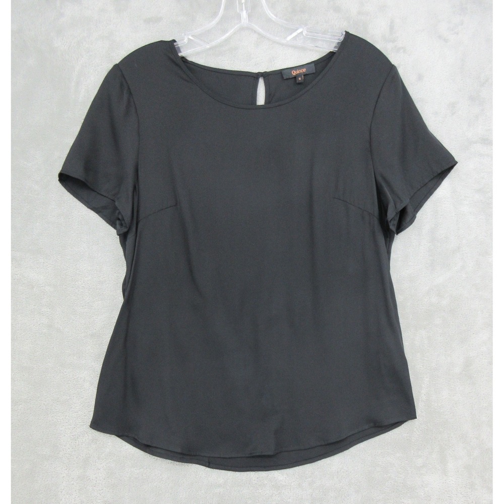 Quince Top Womens Size S Washable Silk Stretch Tee Quiet Luxury Minimalist Black